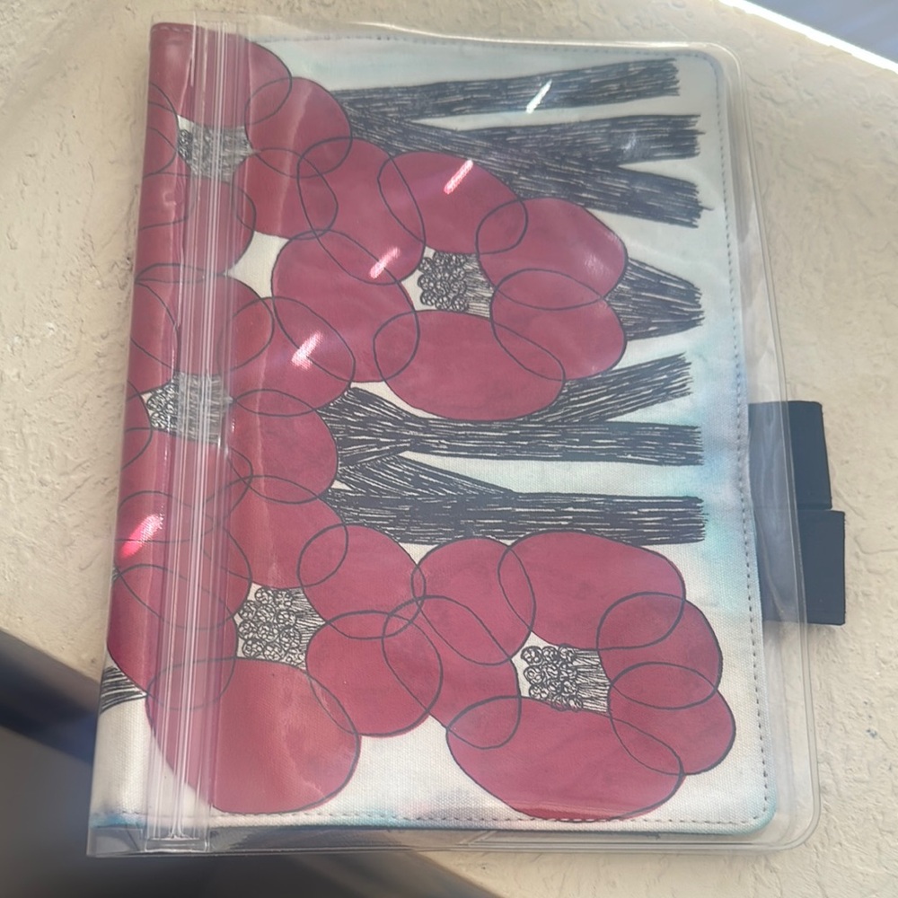 Floral Poppy Notebook Cover — Pink